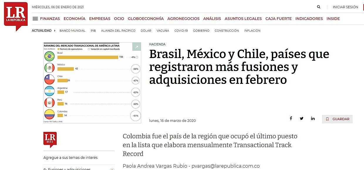 Brasil, Mxico y Chile, pases que registraron ms fusiones y adquisiciones en febrero